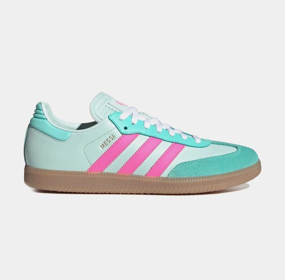 ADIDAS MEN'S 10 SAMBA MESSI HALO MINT LUCID PINK KI8505 SOCCER THEME SOUTH BEACH